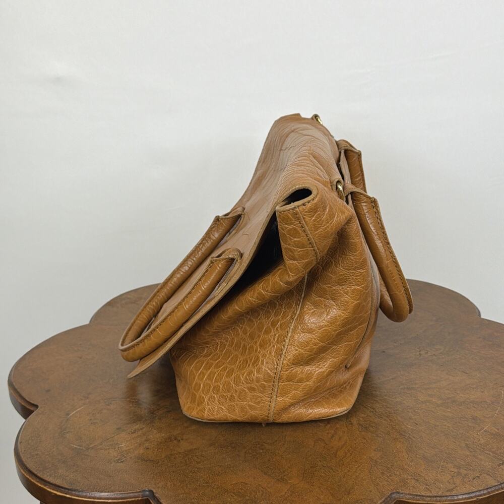 Vtg Iacucci Tan Double Strap Adj Strap Leather Snap Closure Handbag Purse Bag - Picture 4 of 9